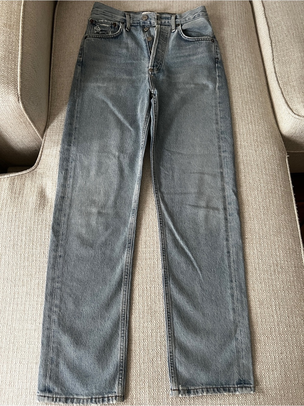 Agolde Distressed Light Blue Denim Jeans